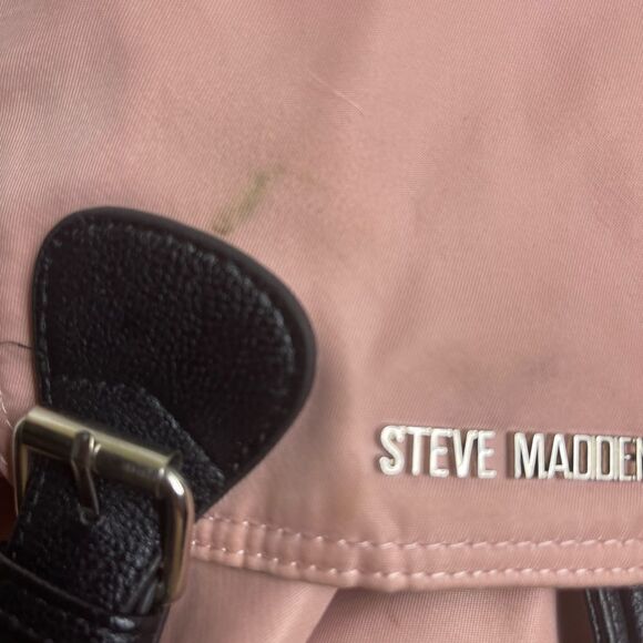 Steve Madden blush pink nylon drawstring backpack black faux leather accents main image 5